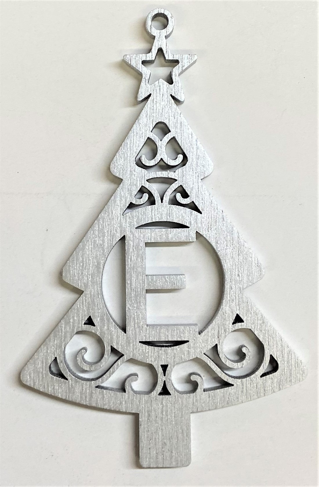 4" Monogram Christmas Tree Ornament E- Silver