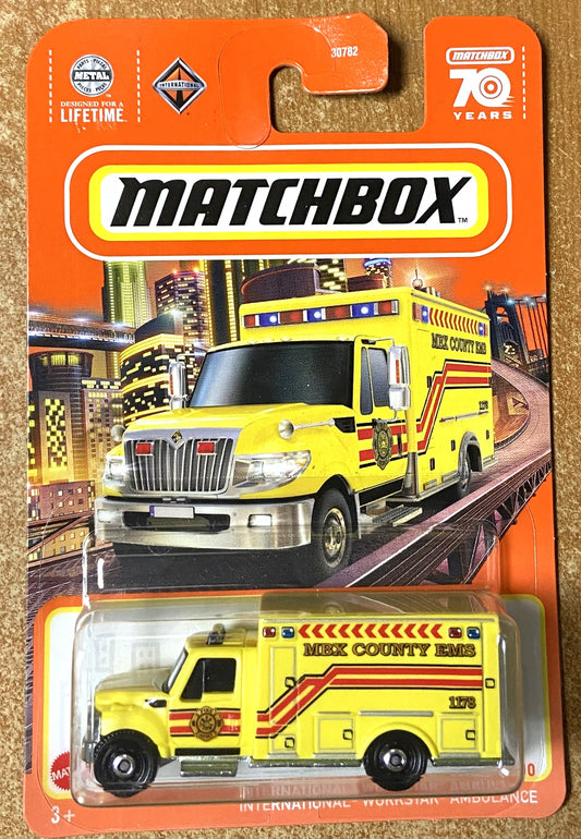 2023 Matchbox #38 International Workstar Ambulance