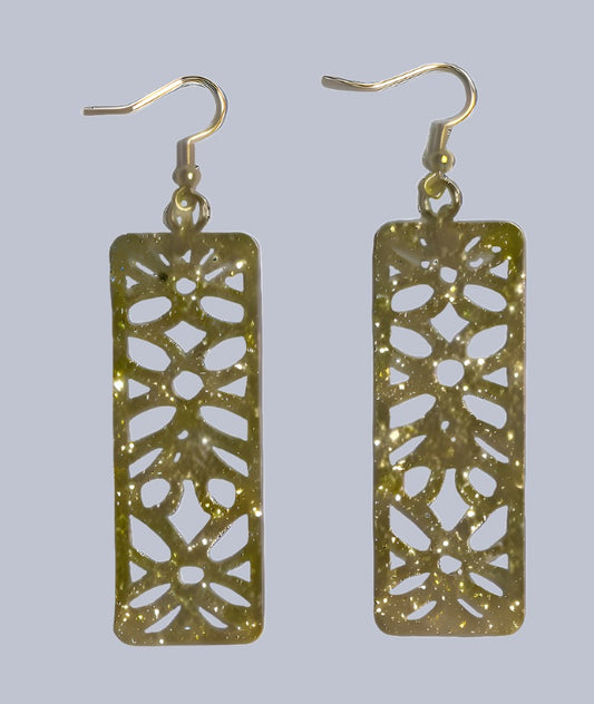 Acrylic Earrings, Gold Glitter
