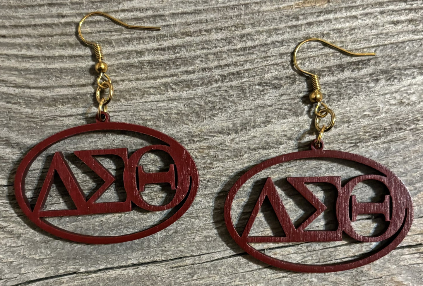 Delta Sigma Theta Wood Earrings, Crimson
