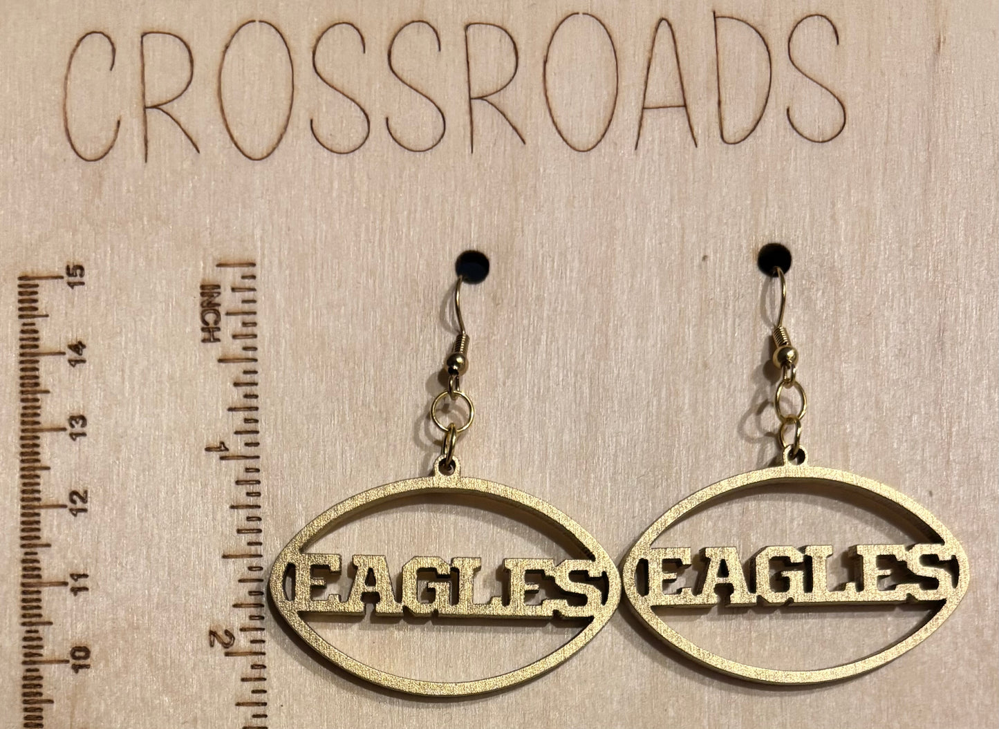 Eagles Wood Earrings, Gold