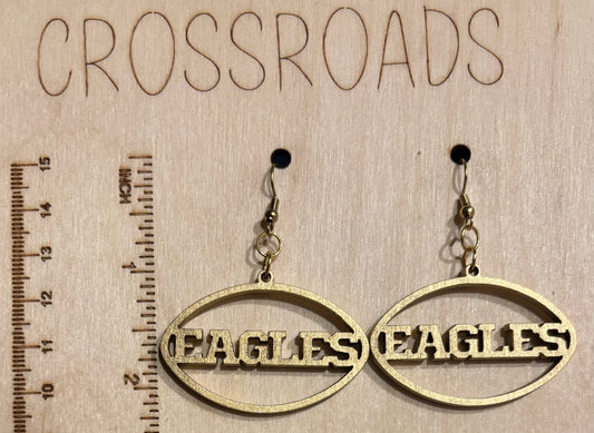 Eagles Wood Earrings, Gold