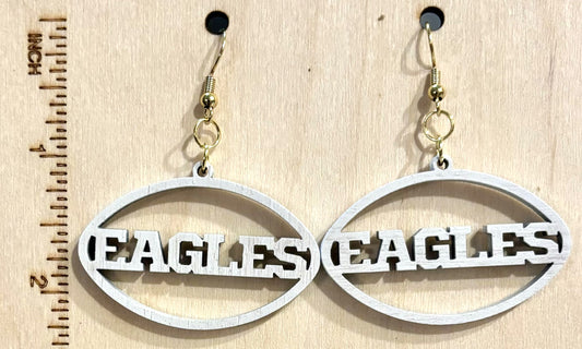 Eagles Wood Earrings, White