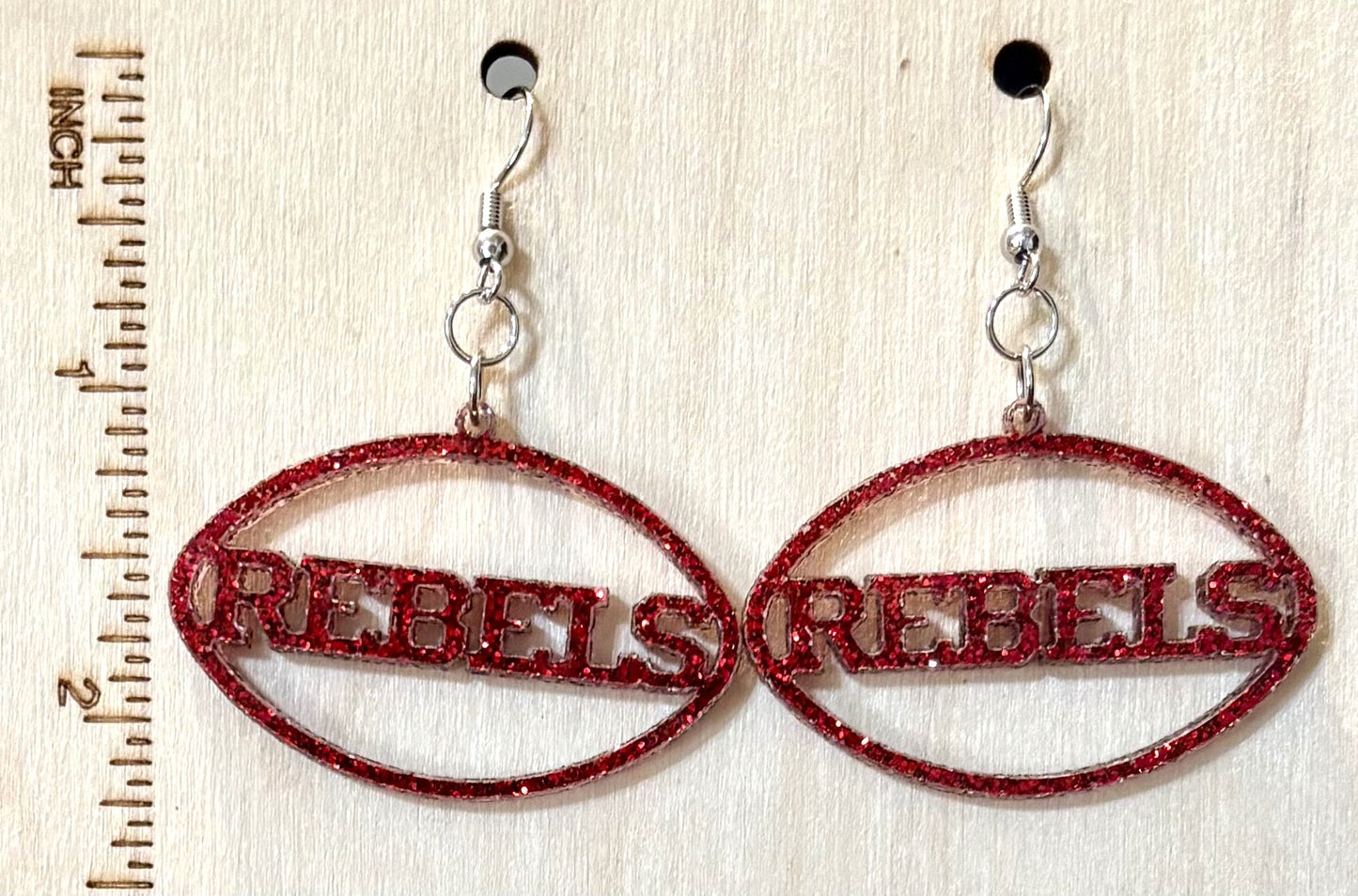 Rebels Acrylic Earrings, Red Glitter