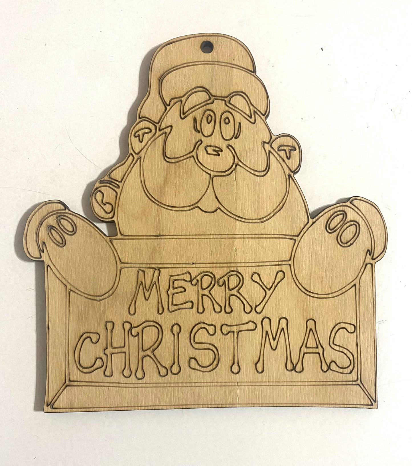 Ready to Paint Shape - 1/8" Birch - Santa Merry Christmas - S095
