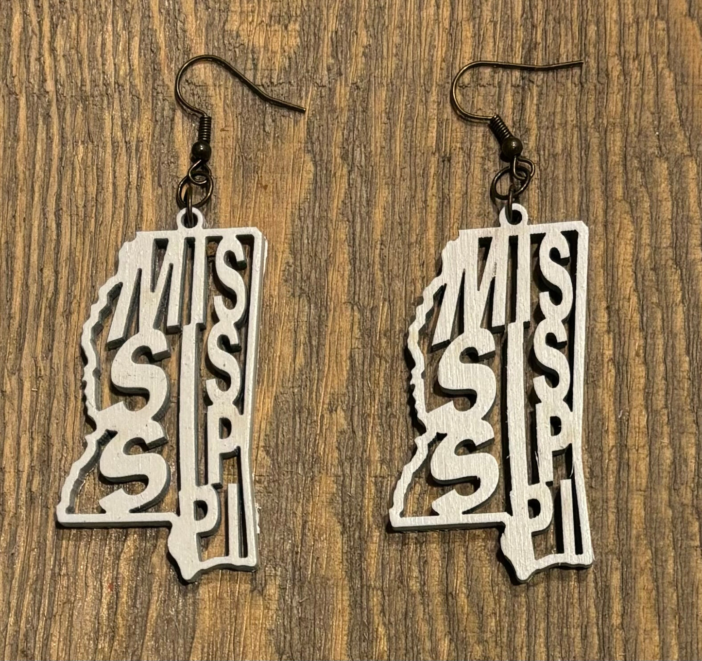 Mississippi Wood Earrings, White