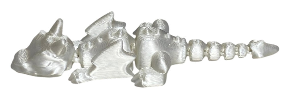 3D printed Lazy Dragon - 8-1/4" - White Silk