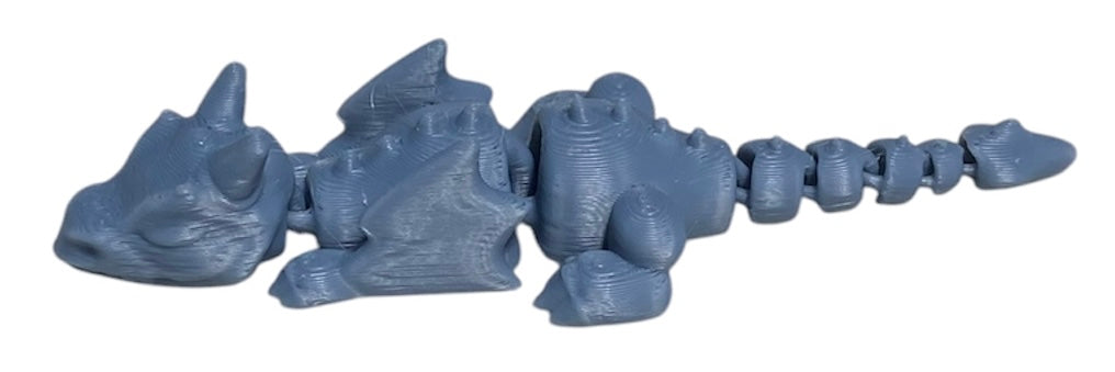 3D printed 4" Lazy Dragon, Blue/Grey