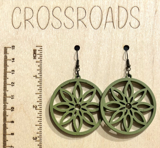 Circle Flower Wood Earrings, Eden
