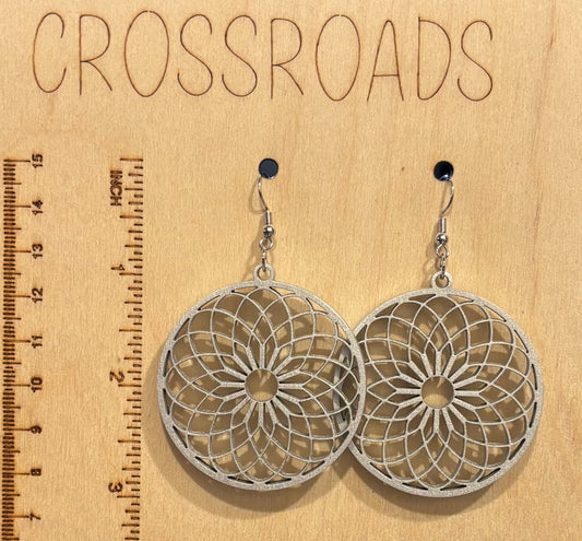 Mandala (2)  Wood Earrings, Aluminum