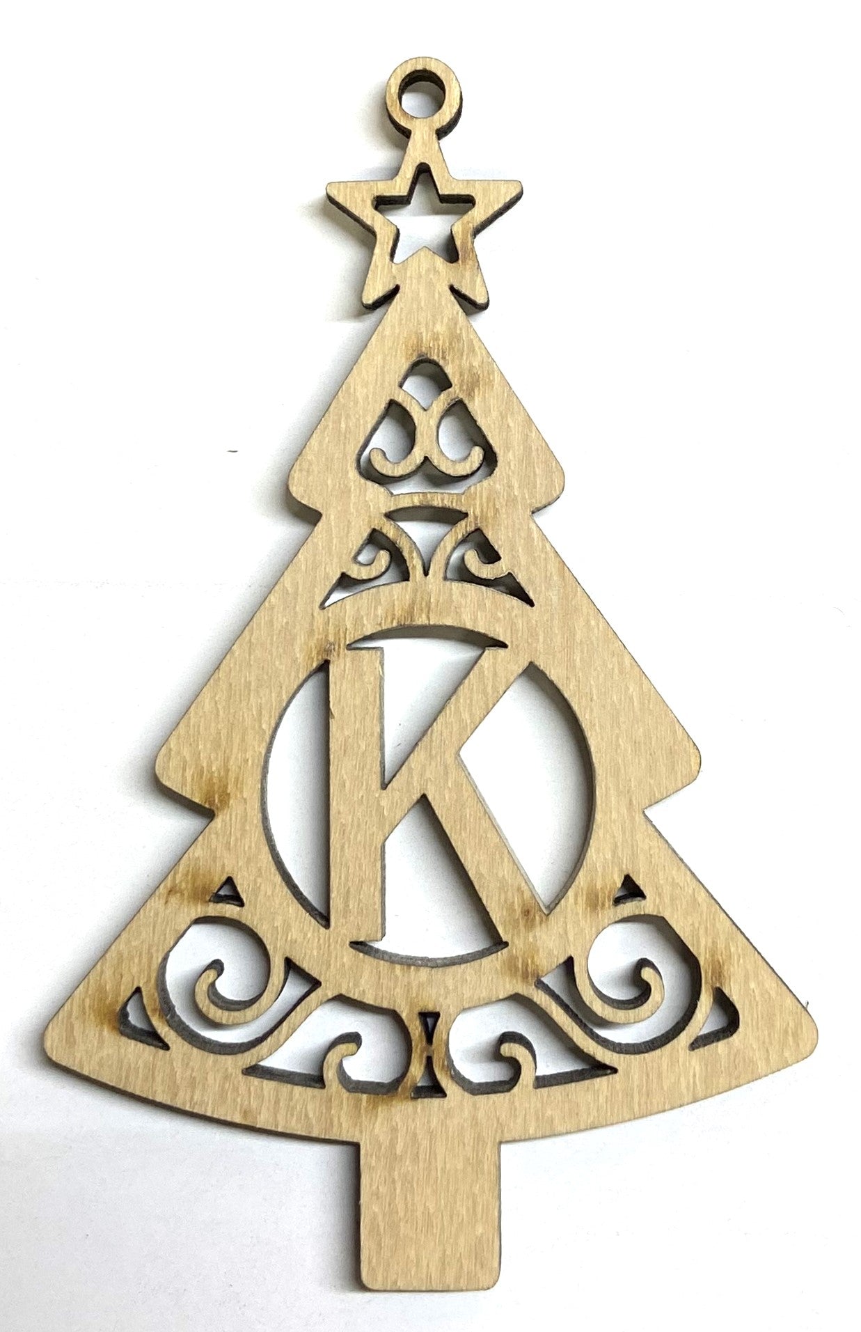 Ready to Paint Shape - 1/8" Birch - Monogram Tree "K" S127
