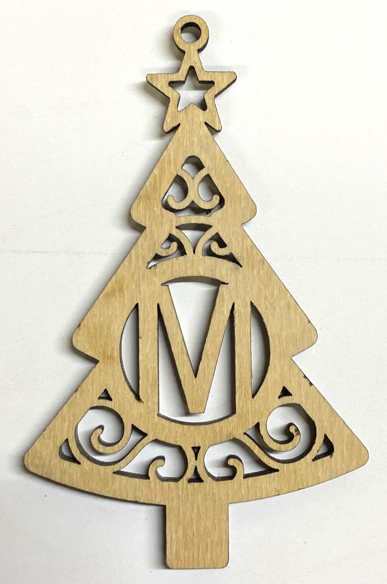 Ready to Paint Shape - 1/8" Birch - Monogram Tree "M" S127