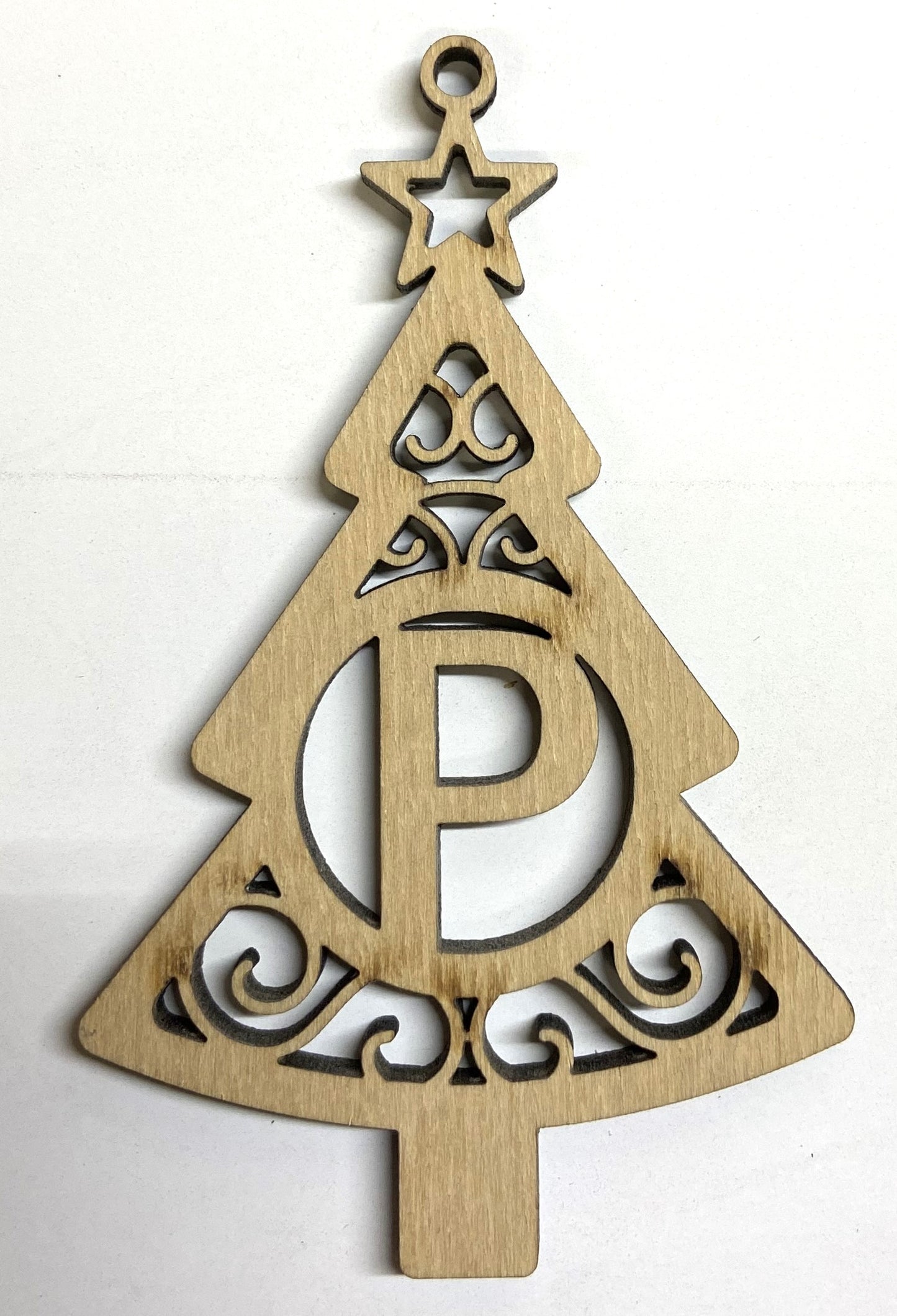 Ready to Paint Shape - 1/8" Birch - Monogram Tree "P" S127