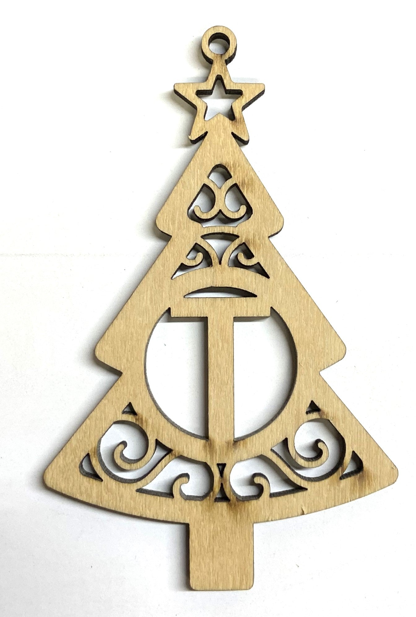 Ready to Paint Shape - 1/8" Birch - Monogram Tree "T" S127