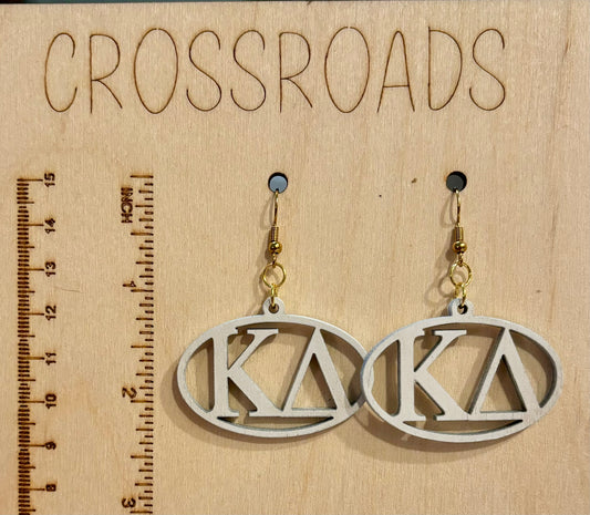 Wood Earrings - Kappa Delta - White