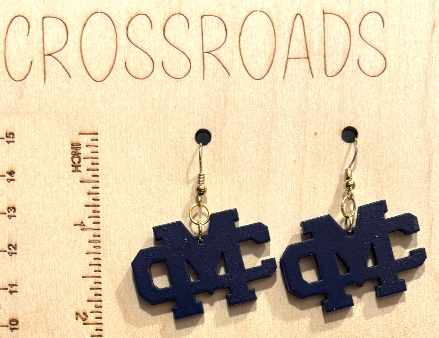Wood Earrings - MC - Navy
