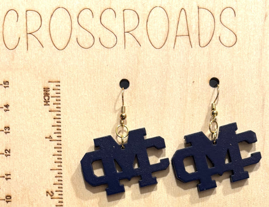 Wood Earrings - MC - Navy