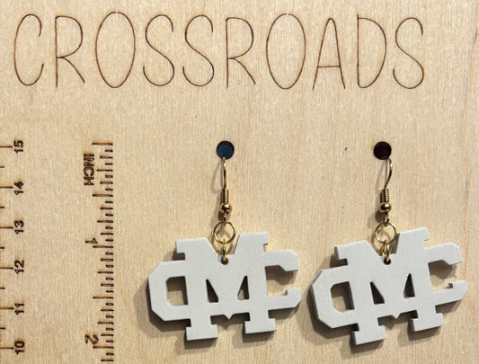 Wood Earrings - MC - White