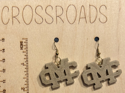 Wood Earrings - MC - Metallic Gold
