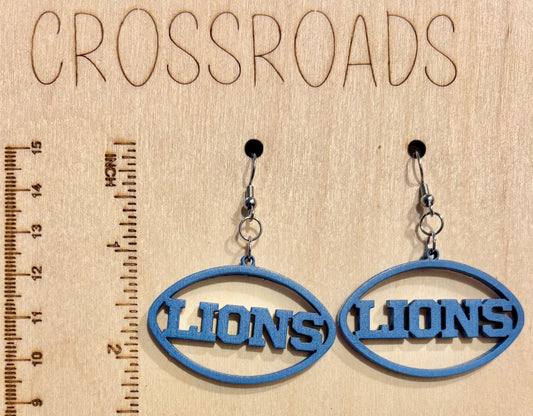 Wood Earrings - Lions - Wildflower Blue