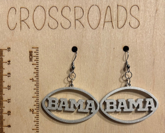 Wood Earrings - BAMA - Silver