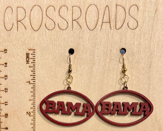 Wood Earrings - BAMA - Crimson
