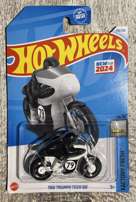 2024 Hot Wheels #190 1966 Triumph Tiger 100 WHITE