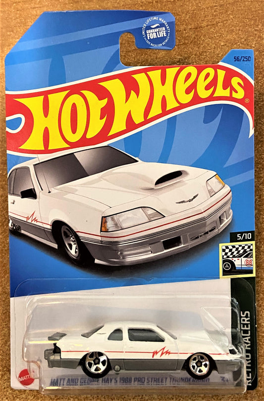 2023 Hot Wheels #56 Matt and Debbie Hays 1988 Pro Street Thunderbird WHITE