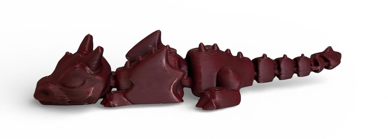 3D printed 4" Lazy Dragon, Maroon