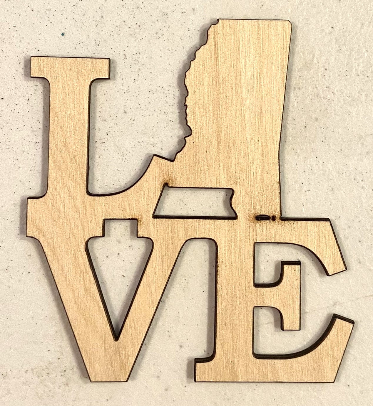 Ready to Paint Shape - 1/8" Birch - Love Mississippi - S237