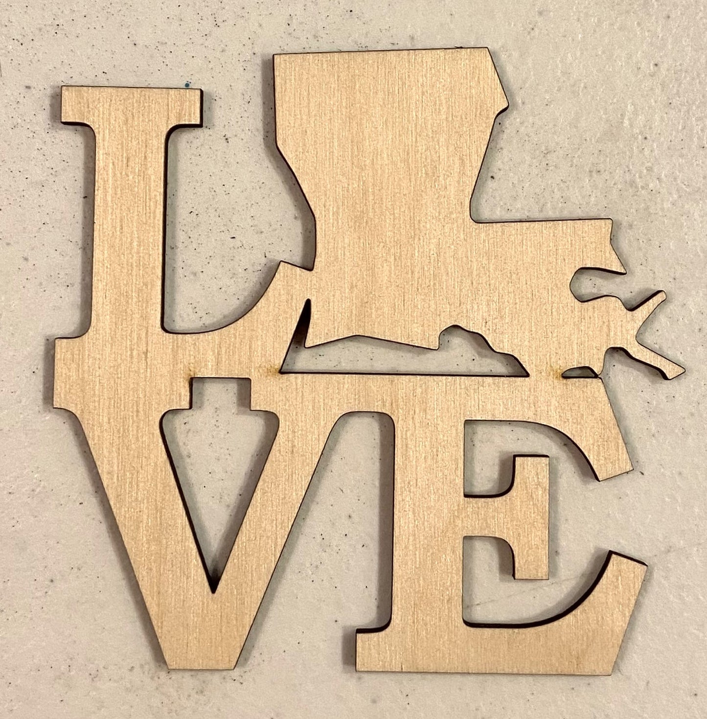 Ready to Paint Shape - 1/8" Birch - Love Louisiana - S238