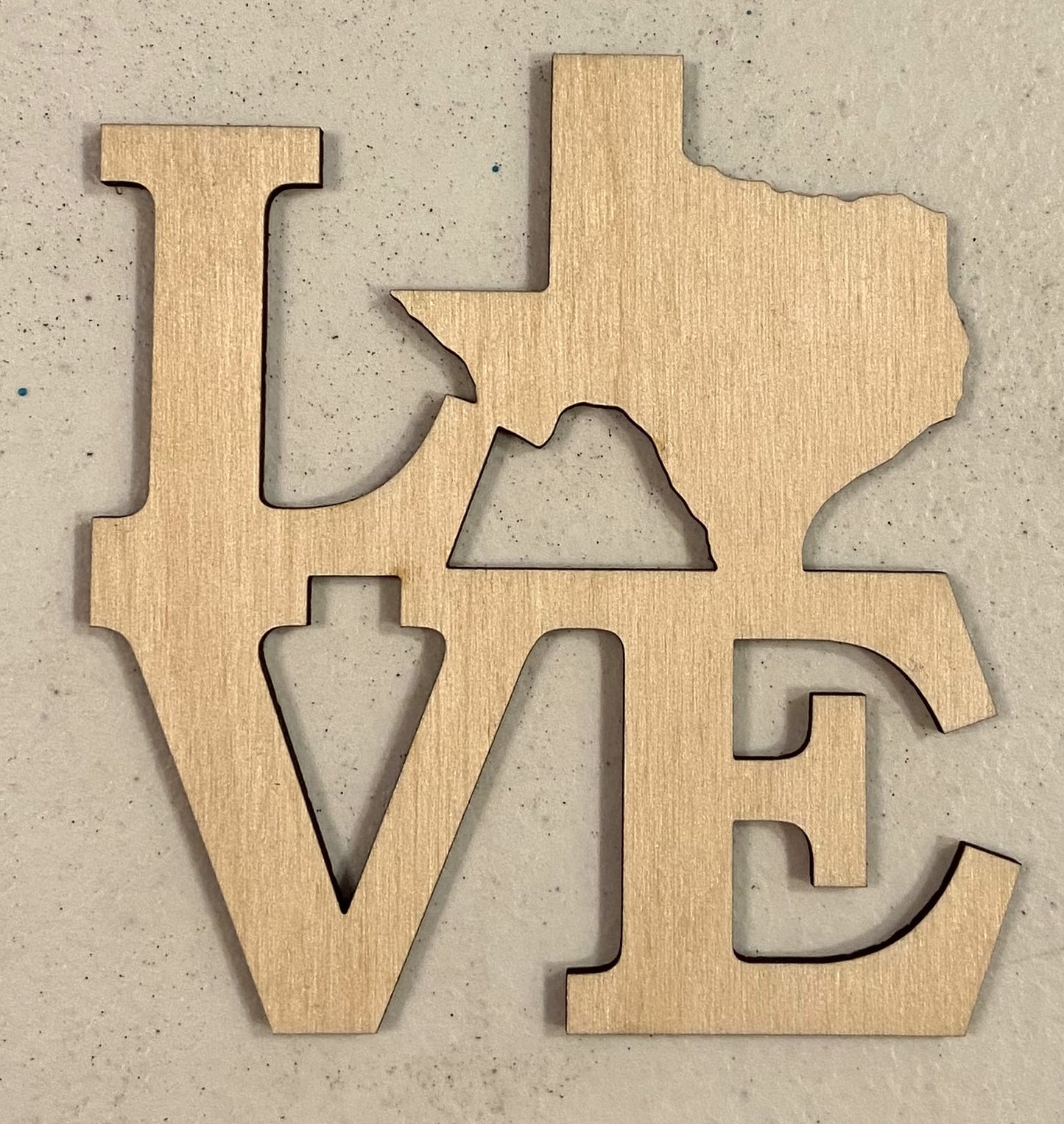 Ready to Paint Shape - 1/8" Birch - Love Texas - S241