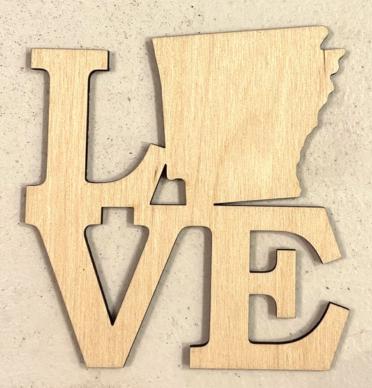 Ready to Paint Shape - 1/8" Birch - Love Arkansas - S243
