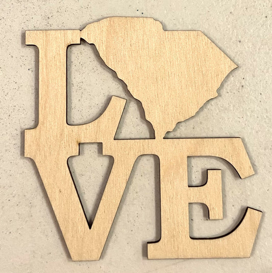 Ready to Paint Shape - 1/8" Birch - Love South Carolina - S248