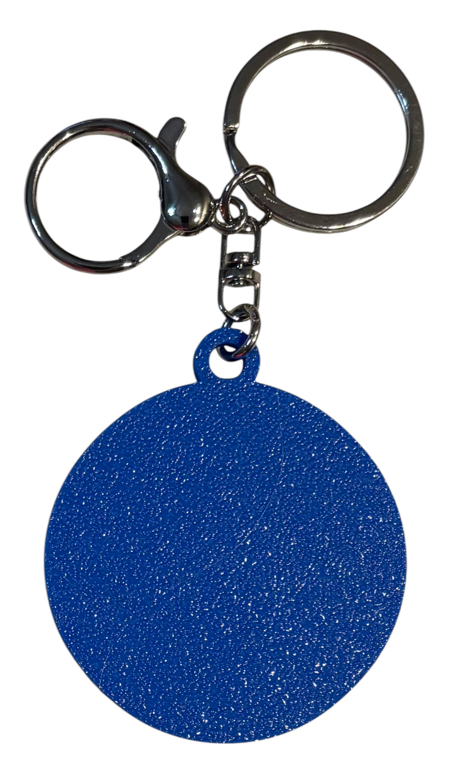3D Printed Keychain - No Excuse for Animal Abuse - White over Blue
