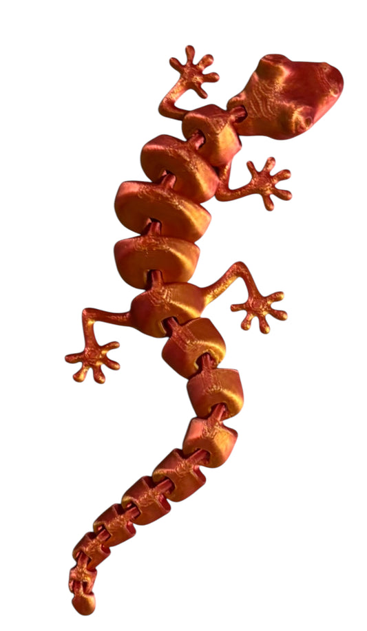 7" Articulated Lizard - Red/Gold