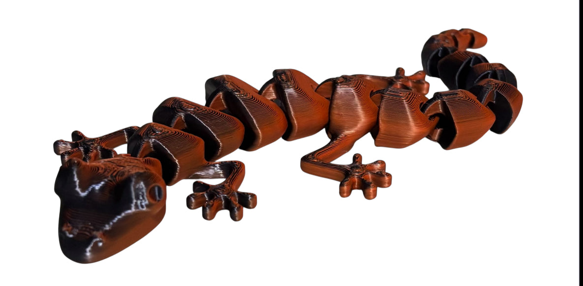 7" Articulated Lizard - Black/Orange