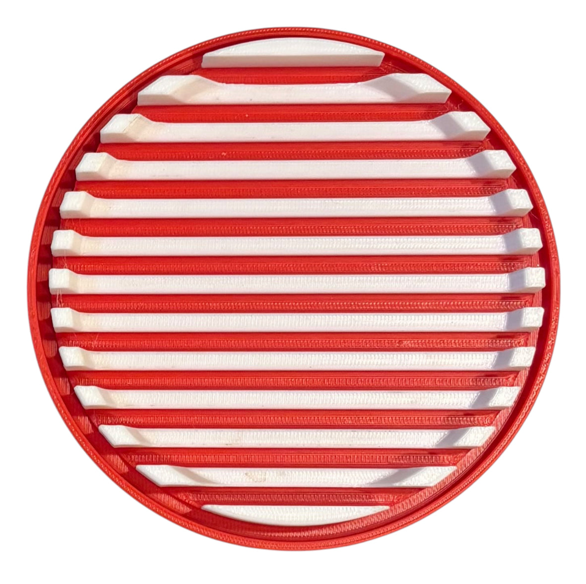 4-1/4" Diameter Ridge Coasters - White over Red