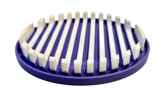 4-1/4" Diameter Ridge Coasters - White over Purple