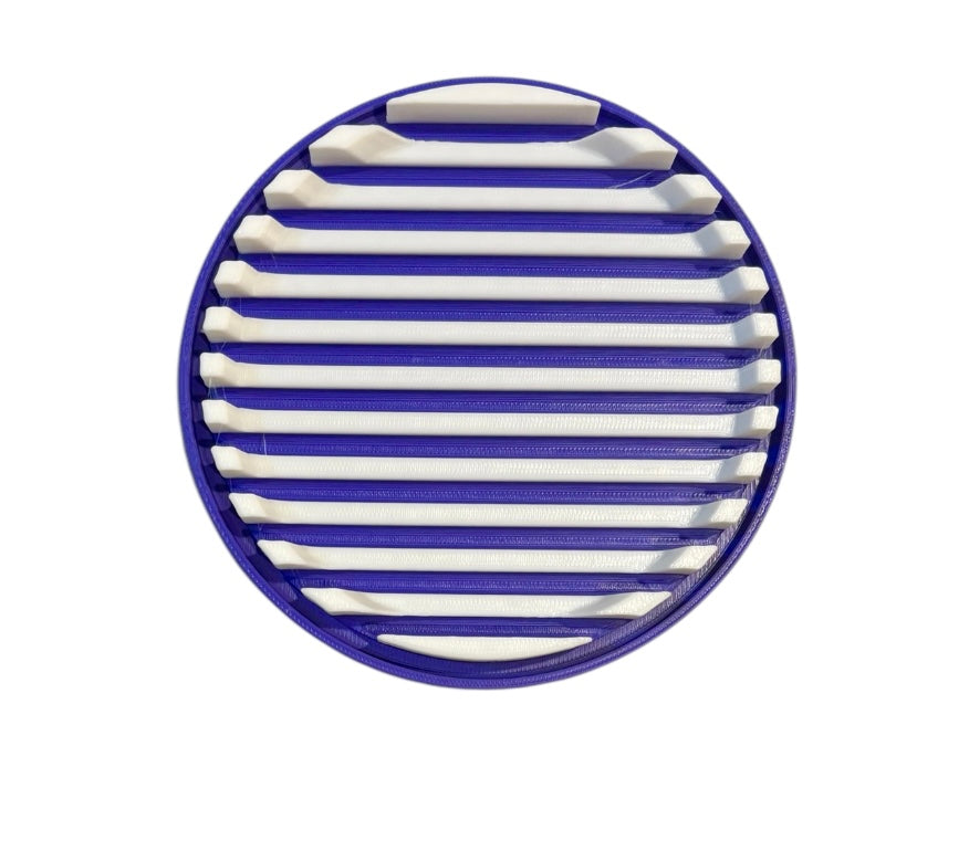 4-1/4" Diameter Ridge Coasters - White over Purple