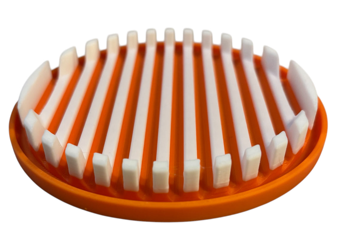 4-1/4" Diameter Ridge Coasters - White over Orange
