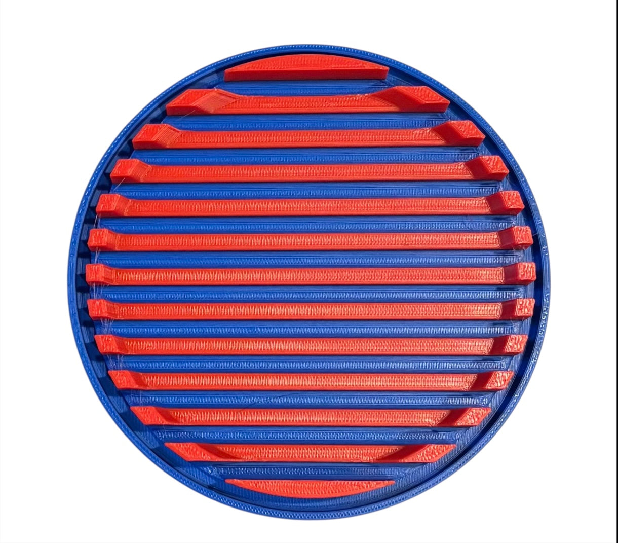 4-1/4" Diameter Ridge Coasters - Red over Blue