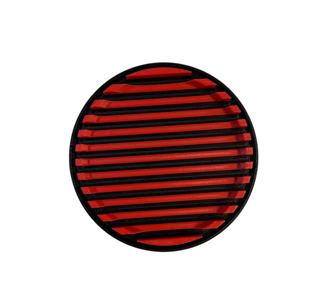 4-1/4" Diameter Ridge Coasters - Red over Black
