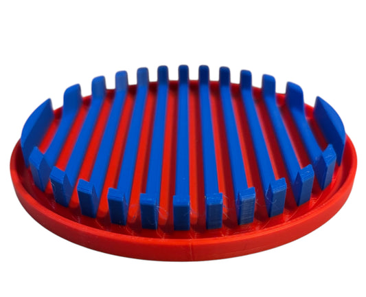 4-1/4" Diameter Ridge Coasters - Blue over Red
