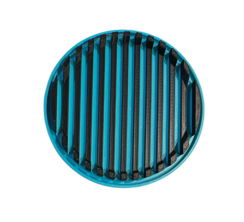 4-1/4" Diameter Ridge Coasters - Black over Turquoise