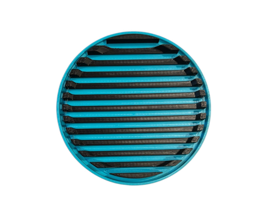 4-1/4" Diameter Ridge Coasters - Black over Turquoise