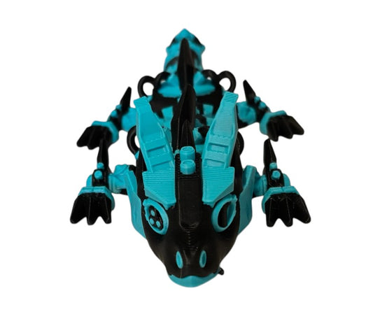 Articulated Baby Cyber Fang Dragon - 9" - Turquiose / Black