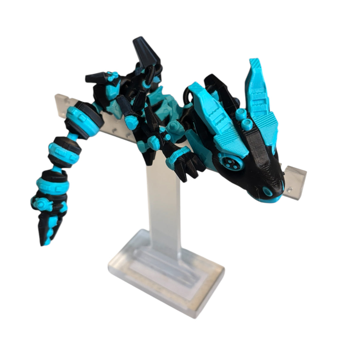 Articulated Baby Cyber Fang Dragon - 9" - Turquiose / Black