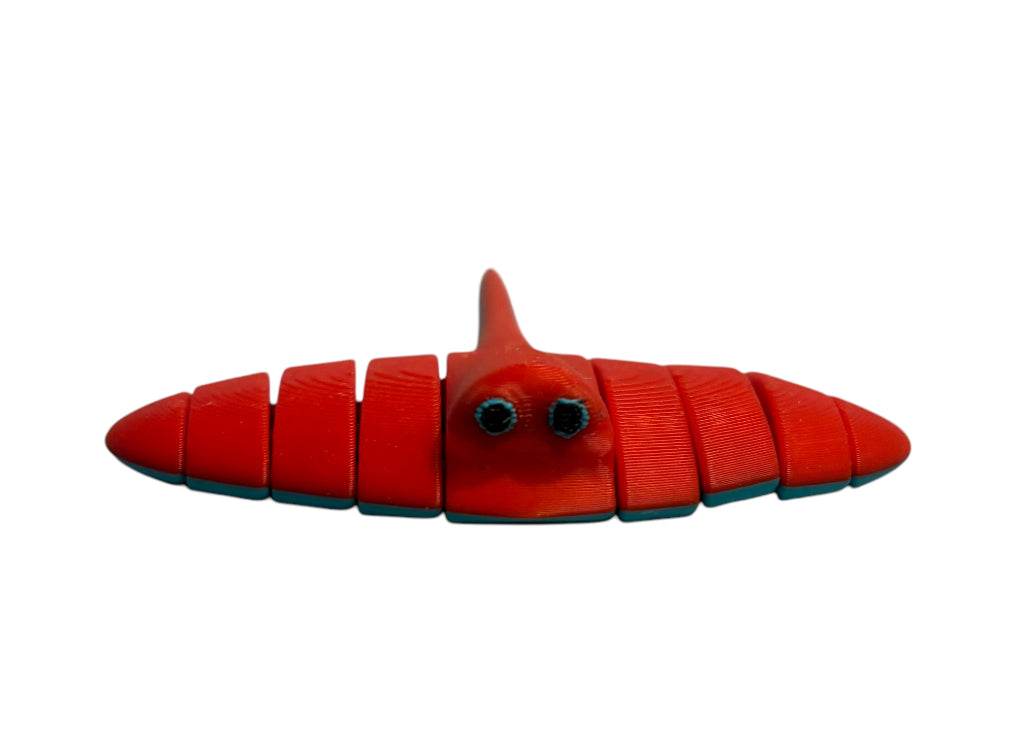 Baby Sting Ray - 4-1/2" x 3" - Red / Turquoise