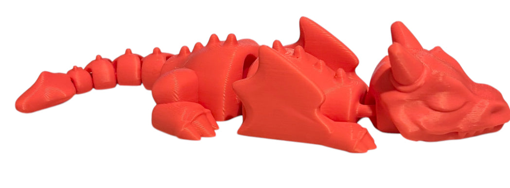 3D printed Lazy Dragon - 8-1/4" - Pink